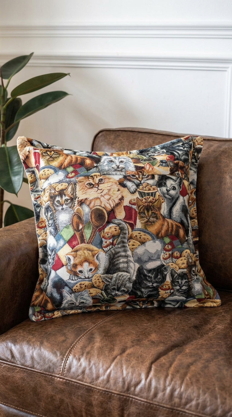 Cuscino Salotto Gobelin Aletta - Fantasia Gatti
