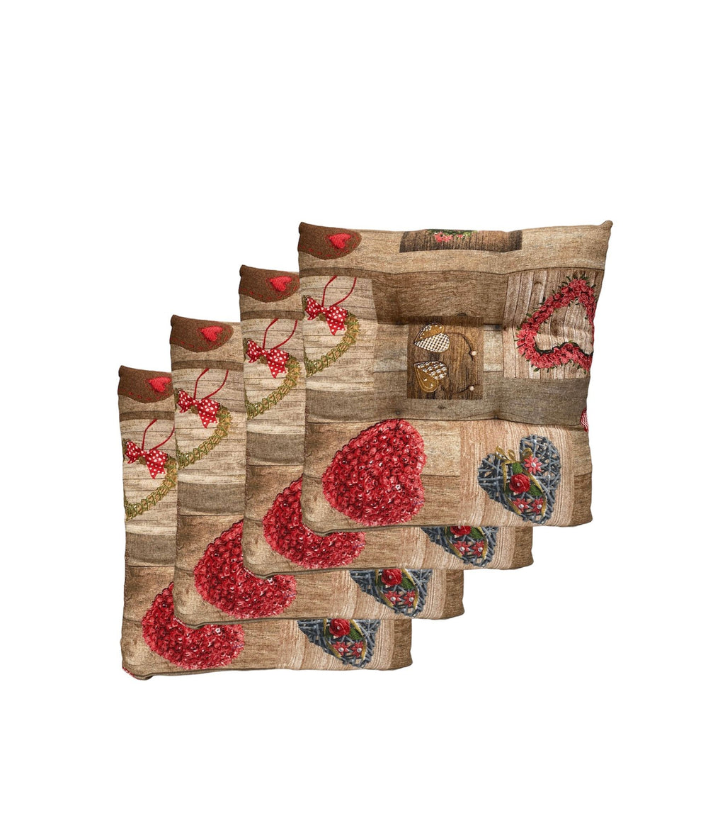 Cuscino Coprisedia Imbottito Soffice 40x40cm – Fantasia Cuore Rosso