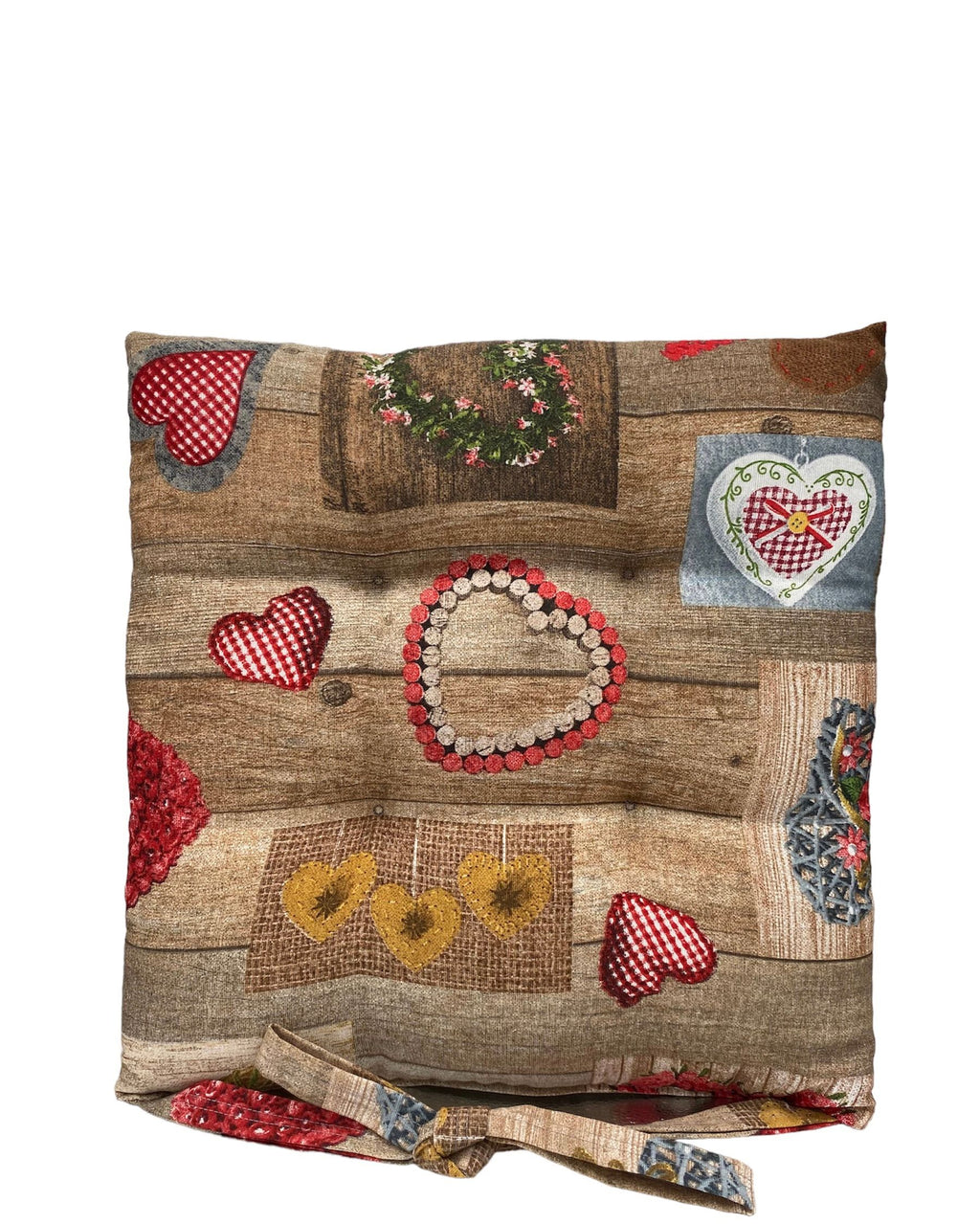 Cuscino Coprisedia Imbottito Soffice 40x40cm – Fantasia Cuore Rosso