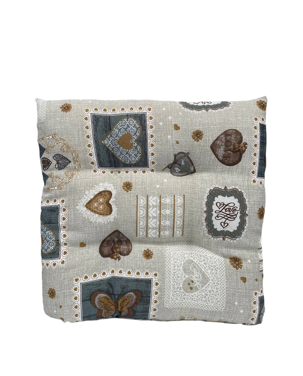 Cuscino Coprisedia Imbottito Soffice 40x40cm – Fantasia Love Verde