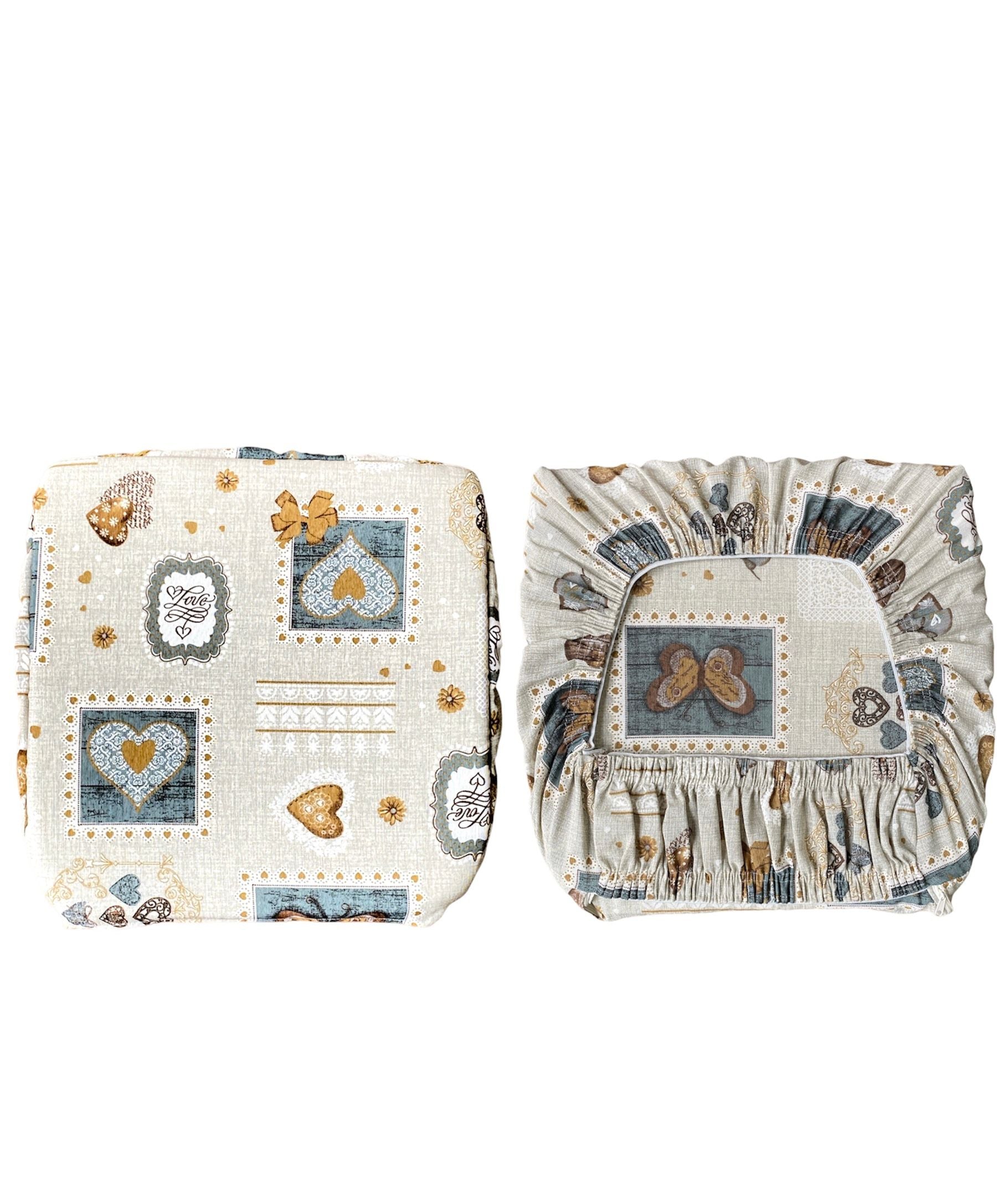 Cuscino Coprisedia con Elastico 40x40cm – Fantasia Love Verde