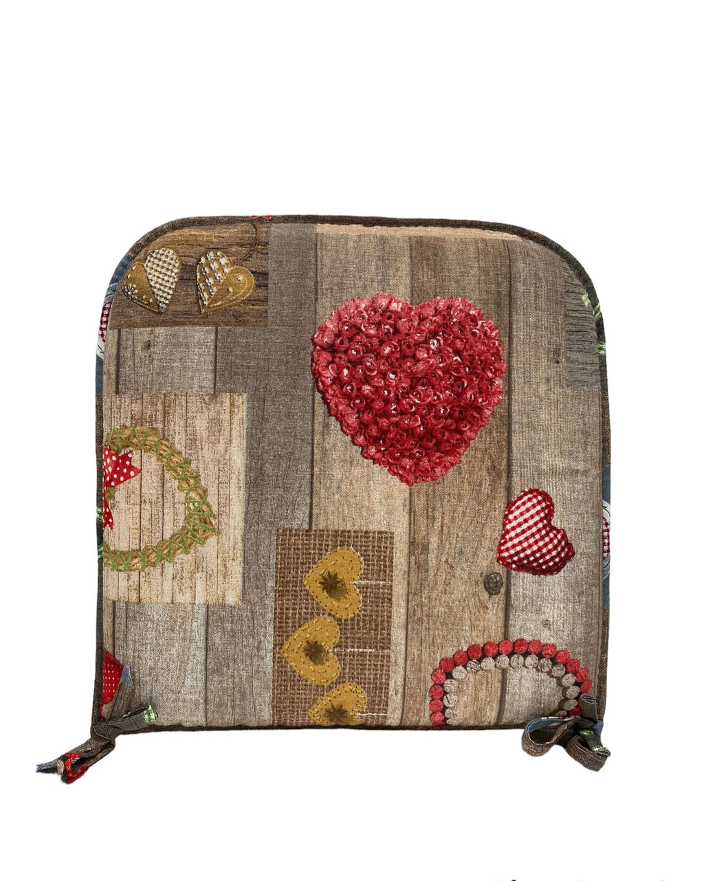 Cuscino Coprisedia Bordato 40x40cm – Fantasia Romantico Cuore Rosso