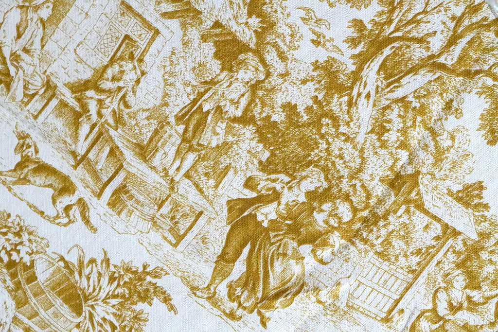 Cuscino Morbidone – Tessuto Panama Toile de Jouy Ocra